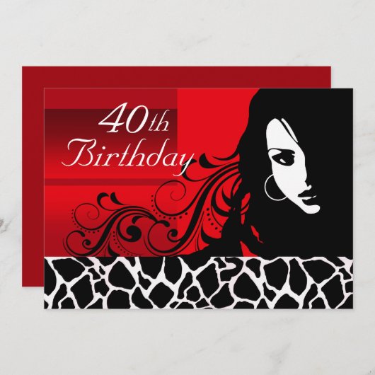 Invitation Fête Cool du 40e anniversaire (Devant / Derrière)