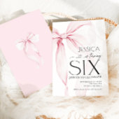 Invitation Fête Coquette avec Ruban Rose pour 6 ans