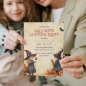 Invitation Fête Costume De Sorcière Et Fille Halloween