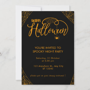 Invitation Fête Costume D'Halloween Spider Et Spiderweb