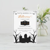 Invitation Fête Costume éffrayante d'Halloween du cimetière (Debout devant)