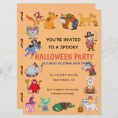 Invitation Fête Costume Enfants Halloween (Devant / Derrière)