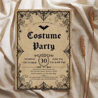 Invitation Fête Costume Gothique Vintage Halloween