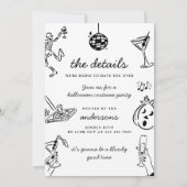 Invitation Fête Costume Halloween dessinée à la main (Dos)