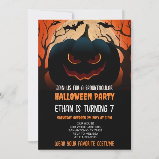 Invitation Fête Costume Halloween fête d'anniversaire (Devant)