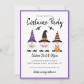 Invitation Fête Costume Halloween Gnomes violet orange (Devant)