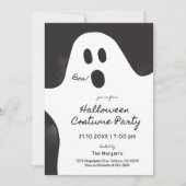Invitation Fête Costumée Black & White Ghost Halloween (Devant)