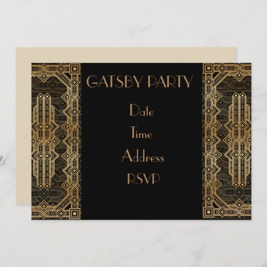 Invitation Fête costumée de Gatsby des années 1920 (Devant / Derrière)