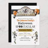 Invitation Fête costumée des sorcières et des squelettes dans (Devant / Derrière)