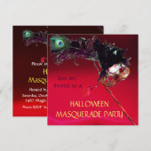 Invitation FÊTE COSTUMÉE D'HALLOWEEN, Bourgogne rouge (Devant / Derrière)