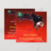 Invitation FÊTE COSTUMÉE D'HALLOWEEN, Rouge (Devant / Derrière)