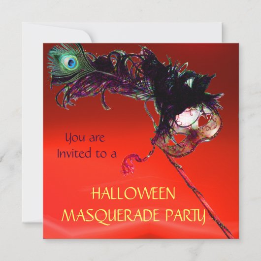 Invitation FÊTE COSTUMÉE D'HALLOWEEN, Rouge (Devant)