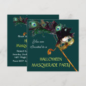 Invitation FÊTE COSTUMÉE D'HALLOWEEN, Vert jaune (Devant / Derrière)