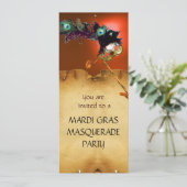 Invitation FETE COSTUMEE DU MARDI GRAS, bleu orange (Debout devant)