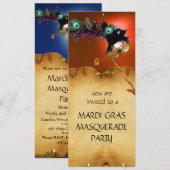 Invitation FETE COSTUMEE DU MARDI GRAS, bleu orange (Devant / Derrière)
