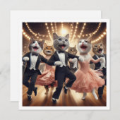 Invitation Fête costumée, Fête de danse de salle de bal, chat (Devant / Derrière)