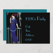 Invitation Fête costumée Gatsby des années 1920 (Devant / Derrière)