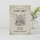 Invitation Fête Costumée Maison Hantée Vintage (Debout devant)