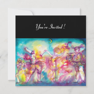 Invitation FÊTE COSTUMÉE,Masques de Mardi Gras,Danse,Musique