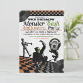 Invitation Fête Costumée Monstres Halloween Bash (Debout devant)