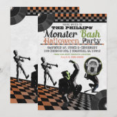 Invitation Fête Costumée Monstres Halloween Bash (Devant / Derrière)
