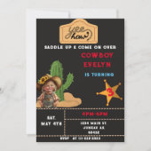 Invitation Fête Cowboy Cactus Anniversaire Fille (Devant)