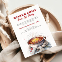 Fête Cozy Aquarelle de Concours de Chili d'Hiver
