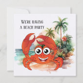 Invitation fête crabe de plage mignon (Devant)