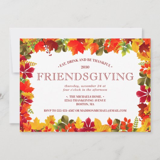 Invitation Fête d'Action de Grâce entre amis d'automne Repas (Devant)