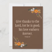 Invitation Fête d'Action de grâce + Fellowship Church Invitat (Dos)