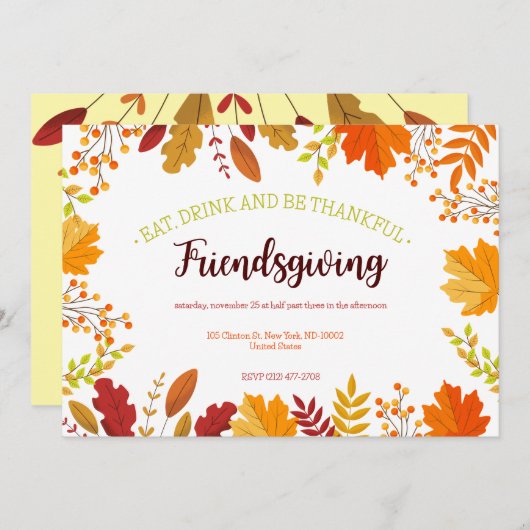 Invitation Fête d'action de grâces d'automne (Devant / Derrière)