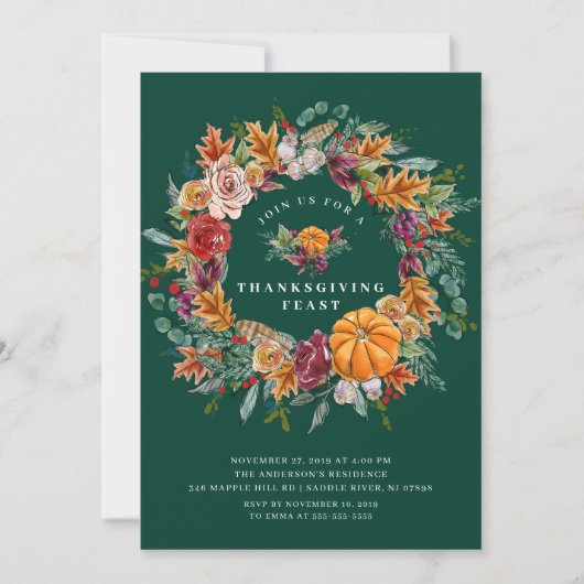 Invitation Fête d'Action de grâces d'automne (Devant)