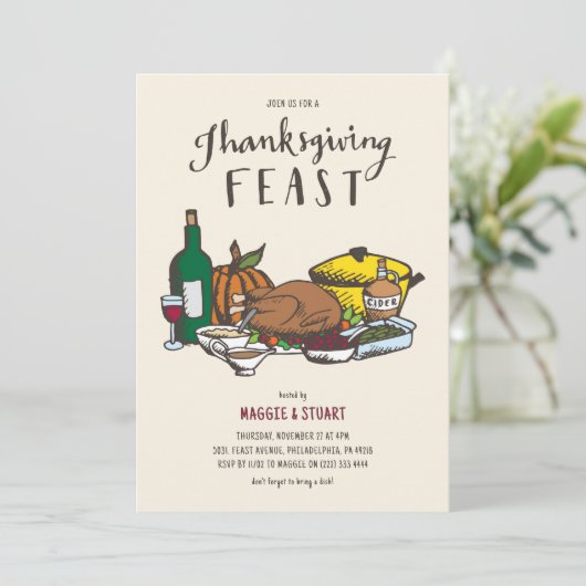 Invitation Fête d'action de grâces rustique (Debout devant)