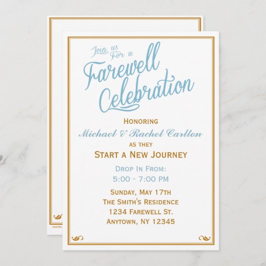 Invitation Fête d'adieu Abandon de l'invitation (Devant / Derrière)