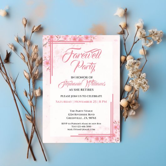 Invitation Fête d'adieu aux femmes Élégante florale rose