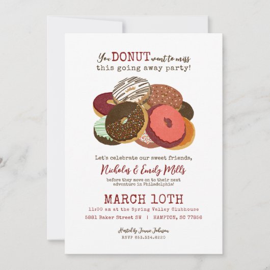 Invitation Fête d'adieu de Funny Donuts (Devant)