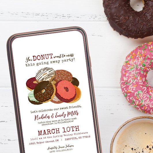 Invitation Fête d'adieu des drôles de donuts