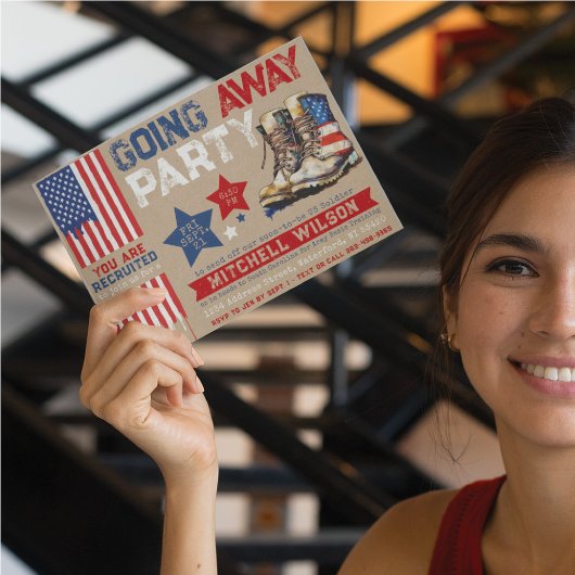 Invitation Fête d'adieu  Fête d'adieu militaire Drapeau améri