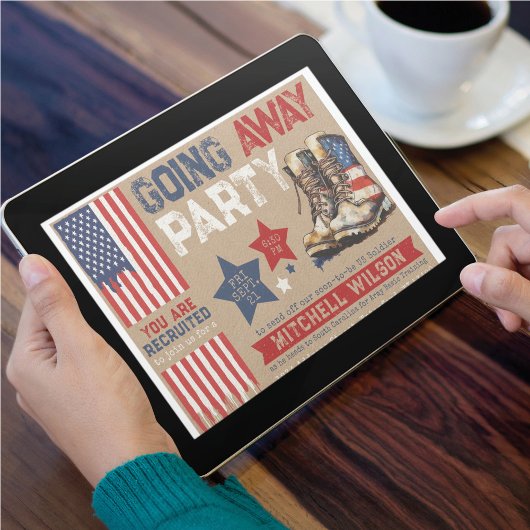 Invitation Fête d'adieu  Fête d'adieu militaire Drapeau améri