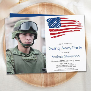 Invitation Fête d'adieu militaire Drapeau américain USA Photo