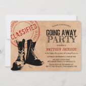 Invitation Fête d'adieu militaire rustique | Adieu (Devant)