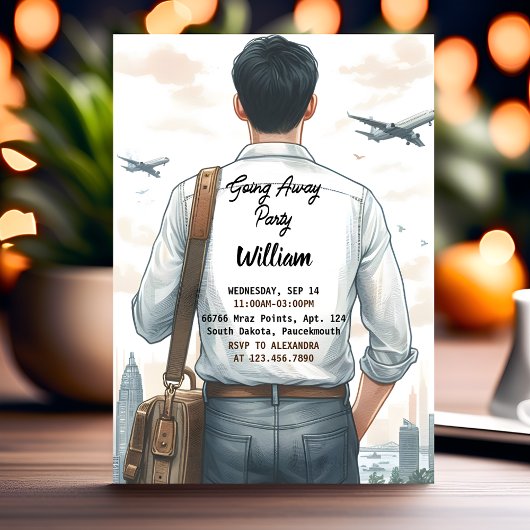 Invitation Fête d'adieu pour un voyageur qui part