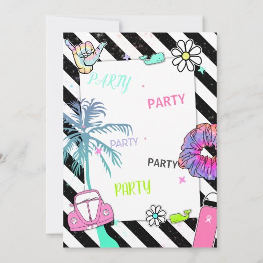 Invitation Fête d'adolescente thème vsco tendance 001 (Dos)