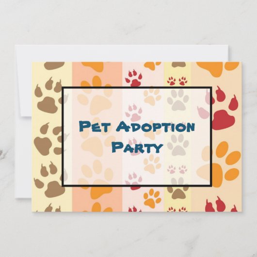 Invitation Fête d'adoption d'animaux Motif Empreinte de Patte (Devant)