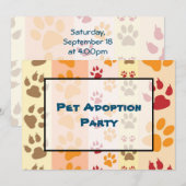 Invitation Fête d'adoption d'animaux Motif Empreinte de Patte (Devant / Derrière)