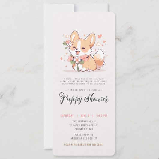 Invitation fête d'adoption de chien bain de chiots corgi (Devant)