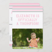 Invitation Fête d'adoption Gris et rose modernes (Devant / Derrière)