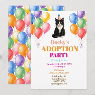 Invitation Fête d'adoption Jour de Gotcha Chat Smoking Pet