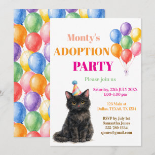 Invitation Fête d'adoption Jour de surprise Chat calico Anima