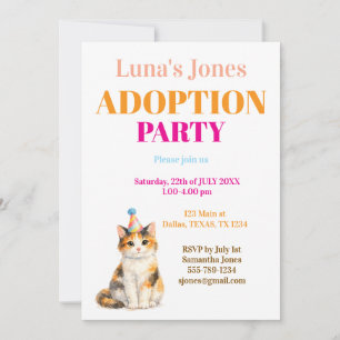 Invitation Fête d'adoption Jour de surprise Chat calico Anima